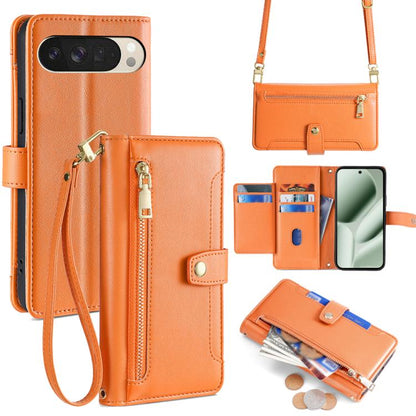 Sheep Texture Cross-body Zipper Wallet Leather Phone Case, For Google Pixel 10a, For Google Pixel 10 Pro XL, For Google Pixel 10, For Google Pixel 9 Pro XL, For Google Pixel 9, For Google Pixel 8a