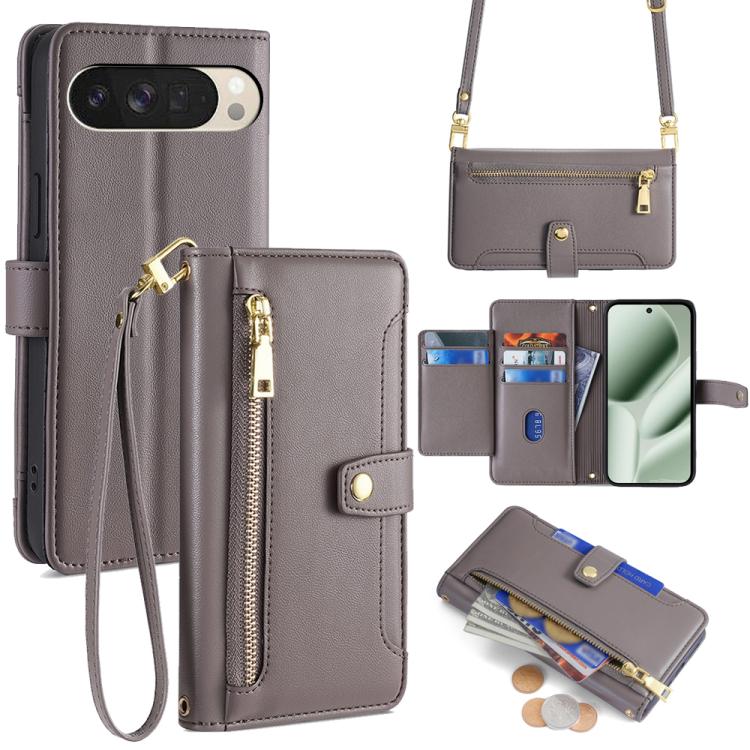 Sheep Texture Cross-body Zipper Wallet Leather Phone Case, For Google Pixel 10a, For Google Pixel 10 Pro XL, For Google Pixel 10, For Google Pixel 9 Pro XL, For Google Pixel 9, For Google Pixel 8a