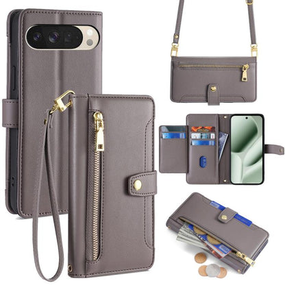 Sheep Texture Cross-body Zipper Wallet Leather Phone Case, For Google Pixel 10a, For Google Pixel 10 Pro XL, For Google Pixel 10, For Google Pixel 9 Pro XL, For Google Pixel 9, For Google Pixel 8a