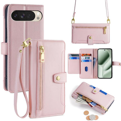 Sheep Texture Cross-body Zipper Wallet Leather Phone Case, For Google Pixel 10a, For Google Pixel 10 Pro XL, For Google Pixel 10, For Google Pixel 9 Pro XL, For Google Pixel 9, For Google Pixel 8a