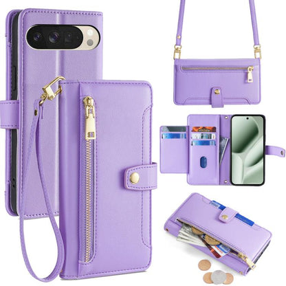 Sheep Texture Cross-body Zipper Wallet Leather Phone Case, For Google Pixel 10a, For Google Pixel 10 Pro XL, For Google Pixel 10, For Google Pixel 9 Pro XL, For Google Pixel 9, For Google Pixel 8a