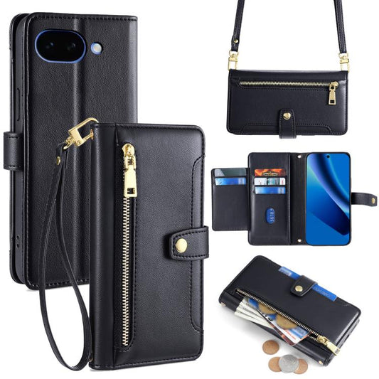 Sheep Texture Cross-body Zipper Wallet Leather Phone Case, For Google Pixel 10a, For Google Pixel 10 Pro XL, For Google Pixel 10, For Google Pixel 9 Pro XL, For Google Pixel 9, For Google Pixel 8a