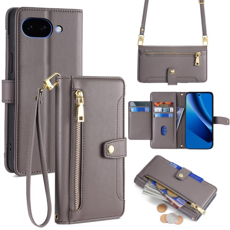 Sheep Texture Cross-body Zipper Wallet Leather Phone Case, For Google Pixel 10a, For Google Pixel 10 Pro XL, For Google Pixel 10, For Google Pixel 9 Pro XL, For Google Pixel 9, For Google Pixel 8a