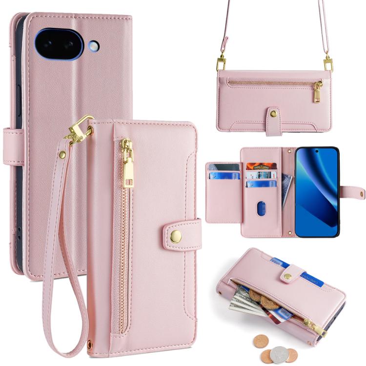 Sheep Texture Cross-body Zipper Wallet Leather Phone Case, For Google Pixel 10a, For Google Pixel 10 Pro XL, For Google Pixel 10, For Google Pixel 9 Pro XL, For Google Pixel 9, For Google Pixel 8a