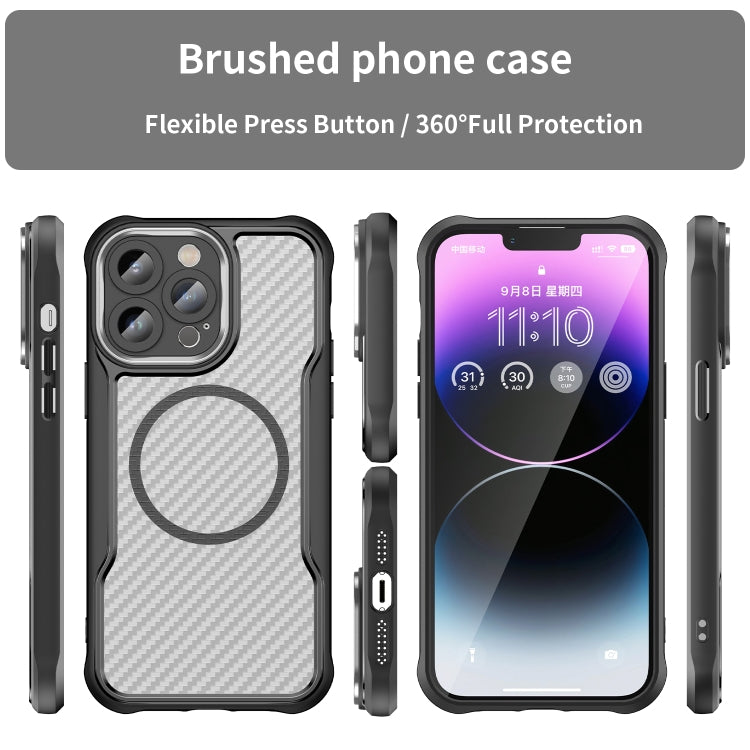 Kohlefaser-Textur MagSafe transparente Handyhülle, für iPhone 11 Pro