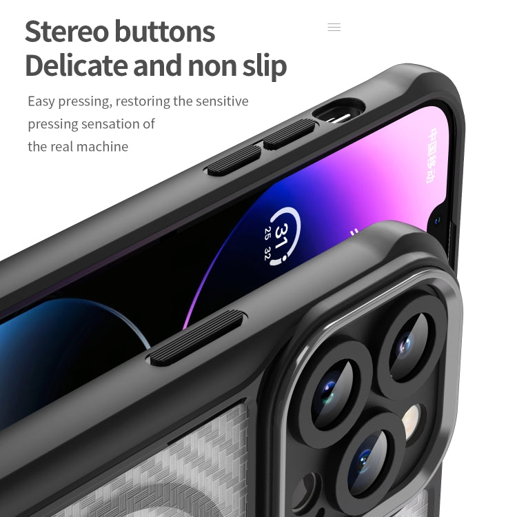 Kohlefaser-Textur MagSafe transparente Handyhülle, für iPhone 11 Pro