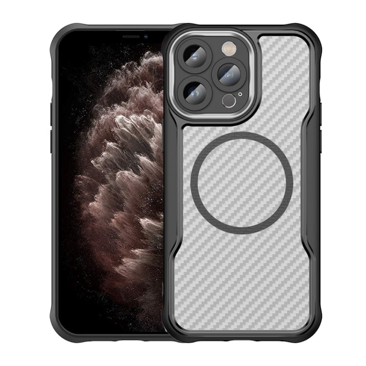 Kohlefaser-Textur MagSafe transparente Handyhülle, für iPhone 11 Pro