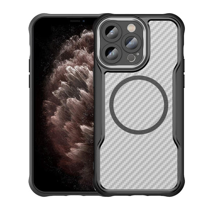 Kohlefaser-Textur MagSafe transparente Handyhülle, für iPhone 11 Pro