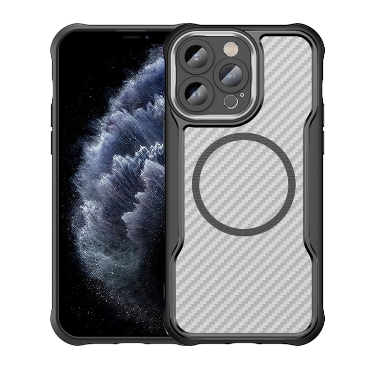 Kohlefaser-Textur MagSafe transparente Handyhülle, für iPhone 11 Pro