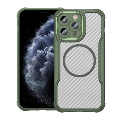 Kohlefaser-Textur MagSafe transparente Handyhülle, für iPhone 11 Pro