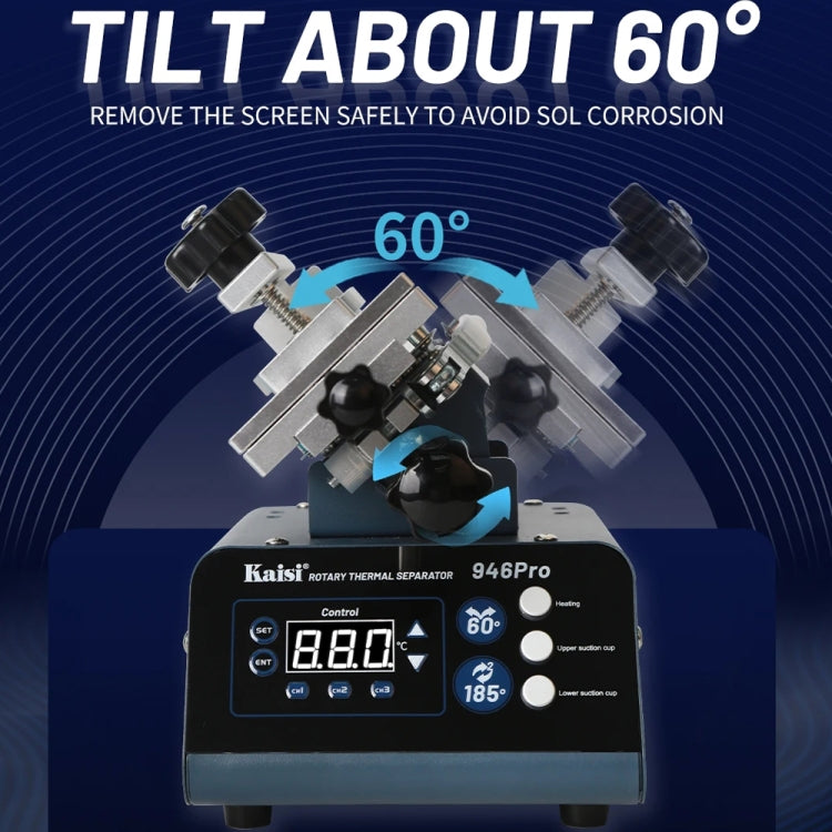 Kaisi 946 Pro LCD Touch Screen Separator Rotating Thermal Machine with Double Vacuum Pumps, US Plug, EU Plug, UK Plug