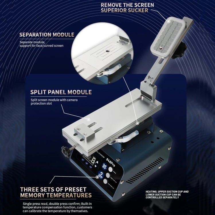Kaisi 946 Pro LCD Touch Screen Separator Rotating Thermal Machine with Double Vacuum Pumps, US Plug, EU Plug, UK Plug