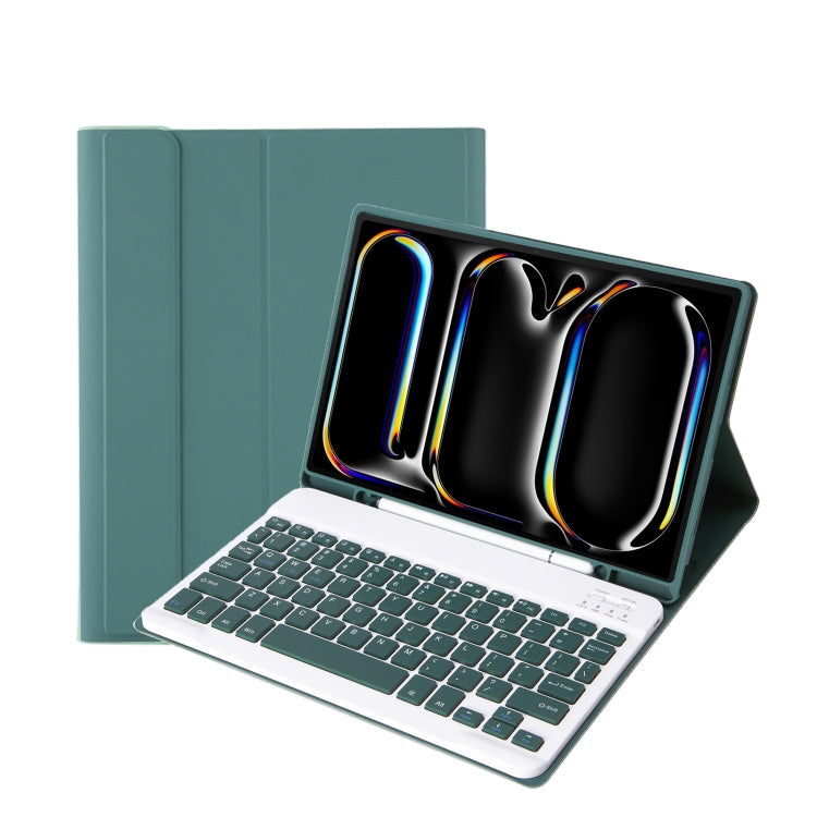 A13B Lambskin Texture Bluetooth Touch Keyboard Leather Tablet Case with Pen Slot, For iPad Pro 11 2024