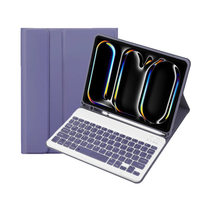 A13B Lambskin Texture Bluetooth Touch Keyboard Leather Tablet Case with Pen Slot, For iPad Pro 11 2024