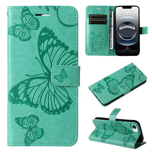 3D Butterfly Embossed Pattern Flip Leather Phone Case, For iPhone 17e / 16e, For iPhone 16 Pro Max, For iPhone 16 Pro, For iPhone 16 Plus, For iPhone 16