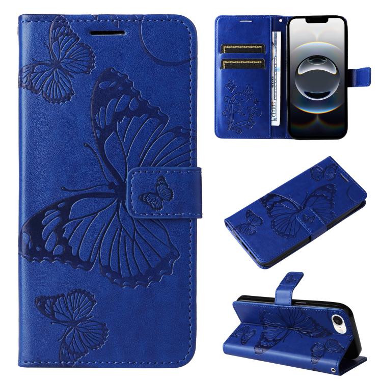 3D Butterfly Embossed Pattern Flip Leather Phone Case, For iPhone 17e / 16e, For iPhone 16 Pro Max, For iPhone 16 Pro, For iPhone 16 Plus, For iPhone 16