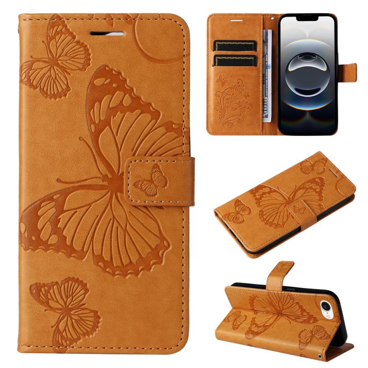 3D Butterfly Embossed Pattern Flip Leather Phone Case, For iPhone 17e / 16e, For iPhone 16 Pro Max, For iPhone 16 Pro, For iPhone 16 Plus, For iPhone 16