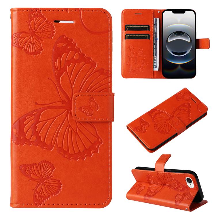 3D Butterfly Embossed Pattern Flip Leather Phone Case, For iPhone 17e / 16e, For iPhone 16 Pro Max, For iPhone 16 Pro, For iPhone 16 Plus, For iPhone 16