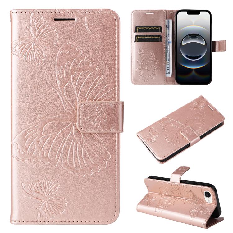 3D Butterfly Embossed Pattern Flip Leather Phone Case, For iPhone 17e / 16e, For iPhone 16 Pro Max, For iPhone 16 Pro, For iPhone 16 Plus, For iPhone 16
