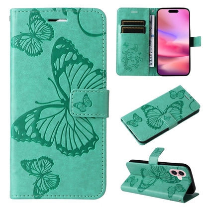 3D Butterfly Embossed Pattern Flip Leather Phone Case, For iPhone 17e / 16e, For iPhone 16 Pro Max, For iPhone 16 Pro, For iPhone 16 Plus, For iPhone 16