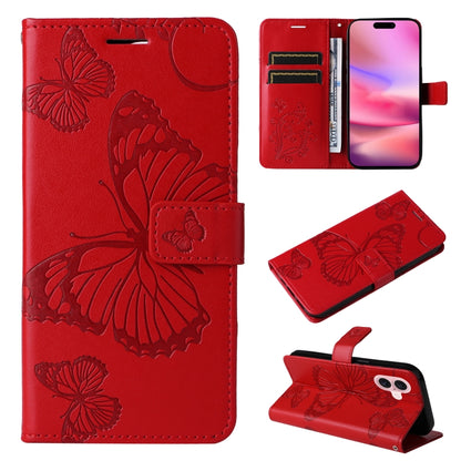 3D Butterfly Embossed Pattern Flip Leather Phone Case, For iPhone 17e / 16e, For iPhone 16 Pro Max, For iPhone 16 Pro, For iPhone 16 Plus, For iPhone 16