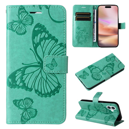 3D Butterfly Embossed Pattern Flip Leather Phone Case, For iPhone 17e / 16e, For iPhone 16 Pro Max, For iPhone 16 Pro, For iPhone 16 Plus, For iPhone 16