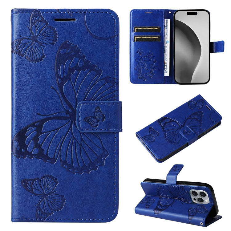 3D Butterfly Embossed Pattern Flip Leather Phone Case, For iPhone 17e / 16e, For iPhone 16 Pro Max, For iPhone 16 Pro, For iPhone 16 Plus, For iPhone 16