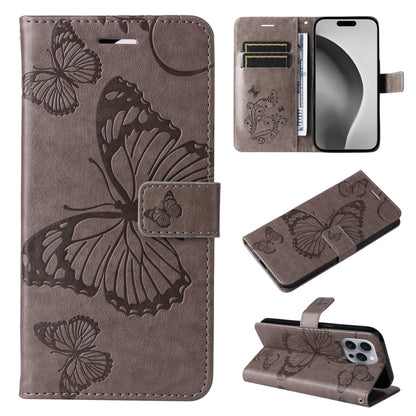 3D Butterfly Embossed Pattern Flip Leather Phone Case, For iPhone 17e / 16e, For iPhone 16 Pro Max, For iPhone 16 Pro, For iPhone 16 Plus, For iPhone 16