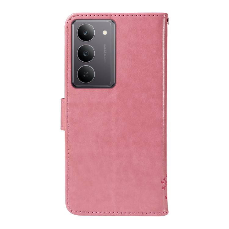 Tree & Cat Embossed Pattern Flip Leather Phone Case, For Realme 14x 5G Global, For Realme C65 4G