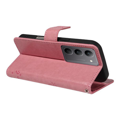 Tree & Cat Embossed Pattern Flip Leather Phone Case, For Realme 14x 5G Global, For Realme C65 4G