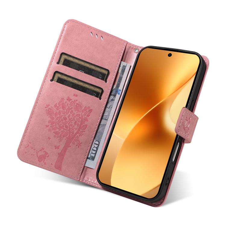 Tree & Cat Embossed Pattern Flip Leather Phone Case, For Realme 15 5G, For Realme 14x 5G Global, For Realme C65 4G