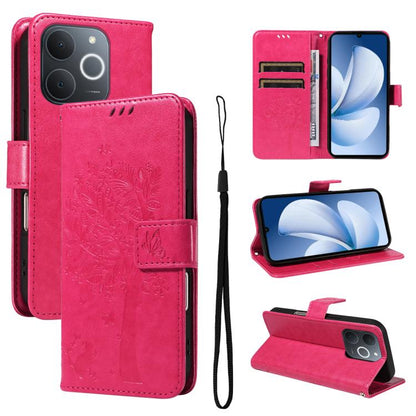 Tree & Cat Embossed Pattern Flip Leather Phone Case, For Realme 16T 5G, For Realme 16 Pro+ 5G Global, For Realme 16 Pro 5G Global, For Realme C85 5G/15X 5G India, For Realme C85 Pro 4G, For Realme 15T 5G, For Realme C71 4G India, For Realme 15 5G