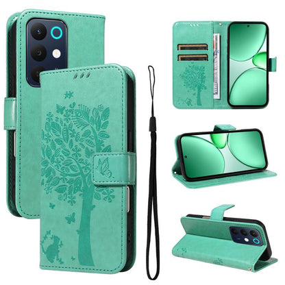 Tree & Cat Embossed Pattern Flip Leather Phone Case, For Realme 16T 5G, For Realme 16 Pro+ 5G Global, For Realme 16 Pro 5G Global, For Realme C85 5G/15X 5G India, For Realme C85 Pro 4G, For Realme 15T 5G, For Realme C71 4G India, For Realme 15 5G