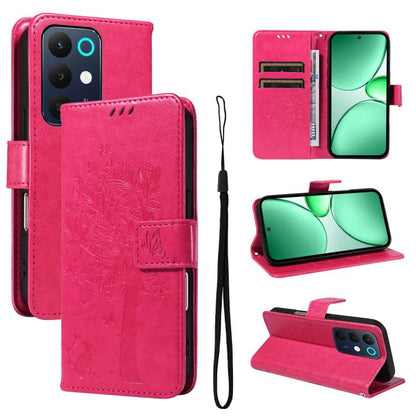 Tree & Cat Embossed Pattern Flip Leather Phone Case, For Realme 16T 5G, For Realme 16 Pro+ 5G Global, For Realme 16 Pro 5G Global, For Realme C85 5G/15X 5G India, For Realme C85 Pro 4G, For Realme 15T 5G, For Realme C71 4G India, For Realme 15 5G