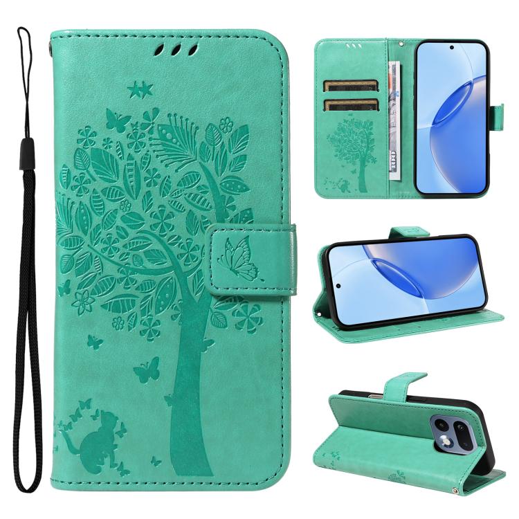 Tree & Cat Embossed Pattern Flip Leather Phone Case, For Realme 16T 5G, For Realme 16 Pro+ 5G Global, For Realme 16 Pro 5G Global, For Realme C85 5G/15X 5G India, For Realme C85 Pro 4G, For Realme 15T 5G, For Realme C71 4G India, For Realme 15 5G