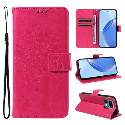 Tree & Cat Embossed Pattern Flip Leather Phone Case, For Realme 16T 5G, For Realme 16 Pro+ 5G Global, For Realme 16 Pro 5G Global, For Realme C85 5G/15X 5G India, For Realme C85 Pro 4G, For Realme 15T 5G, For Realme C71 4G India, For Realme 15 5G