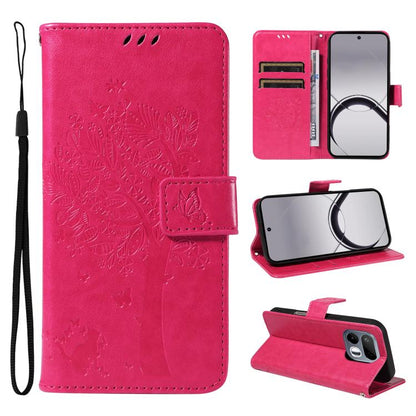 Tree & Cat Embossed Pattern Flip Leather Phone Case, For Realme 16T 5G, For Realme 16 Pro+ 5G Global, For Realme 16 Pro 5G Global, For Realme C85 5G/15X 5G India, For Realme C85 Pro 4G, For Realme 15T 5G, For Realme C71 4G India, For Realme 15 5G