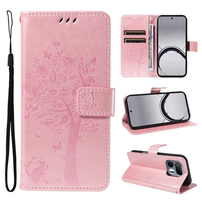 Tree & Cat Embossed Pattern Flip Leather Phone Case, For Realme 16T 5G, For Realme 16 Pro+ 5G Global, For Realme 16 Pro 5G Global, For Realme C85 5G/15X 5G India, For Realme C85 Pro 4G, For Realme 15T 5G, For Realme C71 4G India, For Realme 15 5G