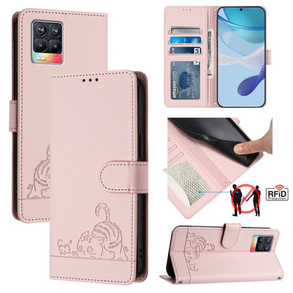 Cat Rat Embossed Pattern RFID Leather Phone Case with Lanyard, For Realme V23, For Realme Q5i, For Realme GT NEO3, For Realme 8 5G / 9 5G India, For Realme V13 5G / Q3 5G, For Realme Q3i 5G, For Realme 9 5G EU Version, For Realme 9 Pro 5G Global       ...