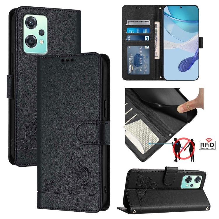 Cat Rat Embossed Pattern RFID Leather Phone Case with Lanyard, For Realme V23, For Realme Q5i, For Realme GT NEO3, For Realme 8 5G / 9 5G India, For Realme V13 5G / Q3 5G, For Realme Q3i 5G, For Realme 9 5G EU Version, For Realme 9 Pro 5G Global       ...