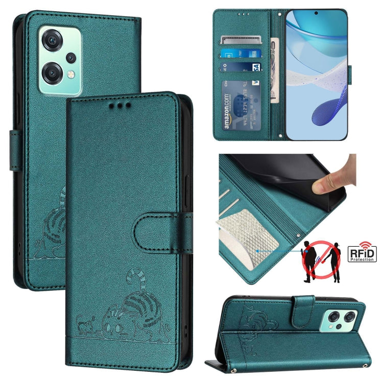 Cat Rat Embossed Pattern RFID Leather Phone Case with Lanyard, For Realme V23, For Realme Q5i, For Realme GT NEO3, For Realme 8 5G / 9 5G India, For Realme V13 5G / Q3 5G, For Realme Q3i 5G, For Realme 9 5G EU Version, For Realme 9 Pro 5G Global       ...