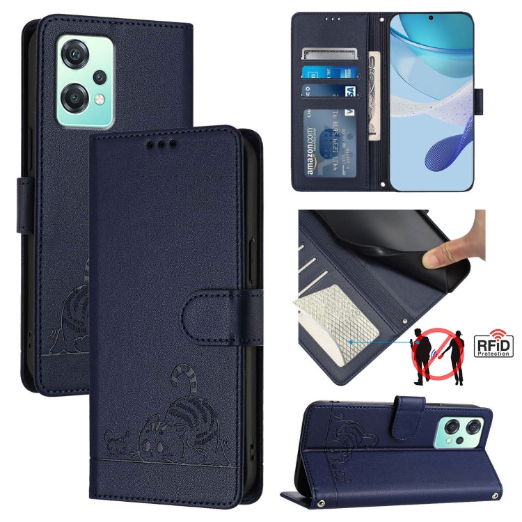 Cat Rat Embossed Pattern RFID Leather Phone Case with Lanyard, For Realme V23, For Realme Q5i, For Realme GT NEO3, For Realme 8 5G / 9 5G India, For Realme V13 5G / Q3 5G, For Realme Q3i 5G, For Realme 9 5G EU Version, For Realme 9 Pro 5G Global       ...