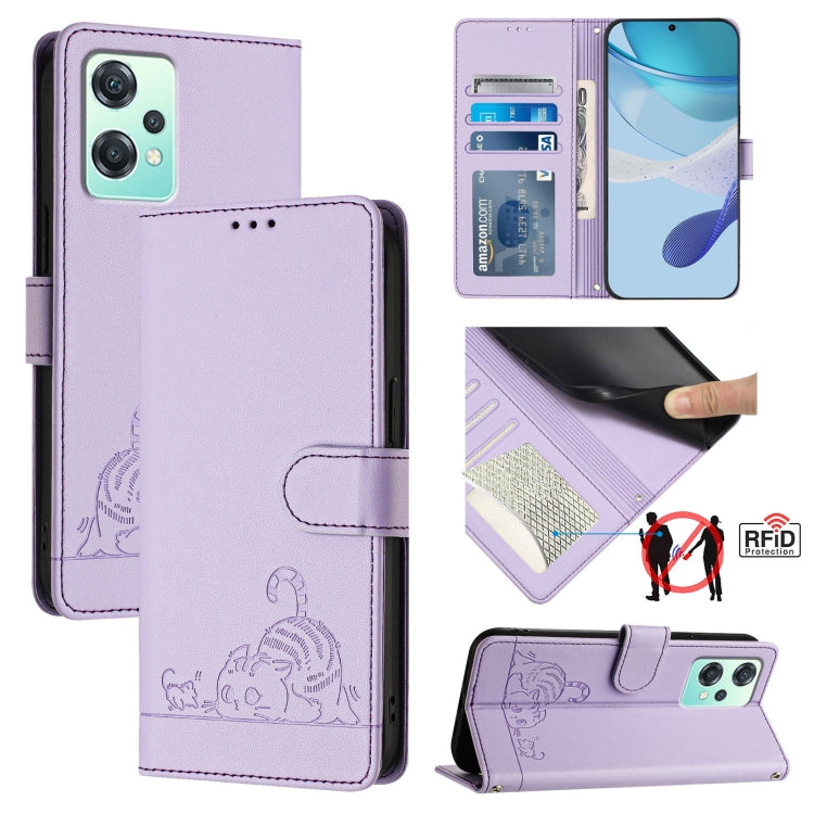 Cat Rat Embossed Pattern RFID Leather Phone Case with Lanyard, For Realme V23, For Realme Q5i, For Realme GT NEO3, For Realme 8 5G / 9 5G India, For Realme V13 5G / Q3 5G, For Realme Q3i 5G, For Realme 9 5G EU Version, For Realme 9 Pro 5G Global       ...