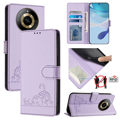 Cat Rat Embossed Pattern RFID Leather Phone Case with Lanyard, For Realme 12+ 5G Global, For Realme Narzo 70 Pro 5G India, For Realme 12 5G Global, For Realme Note 50 4G Global, For Realme C51 4G / C53 4G Global, For Realme Narzo N53 4G Global         ...