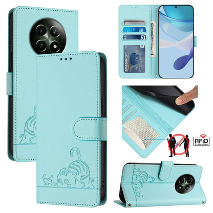 Cat Rat Embossed Pattern RFID Leather Phone Case with Lanyard, For Realme 12+ 5G Global, For Realme Narzo 70 Pro 5G India, For Realme 12 5G Global, For Realme Note 50 4G Global, For Realme C51 4G / C53 4G Global, For Realme Narzo N53 4G Global         ...