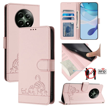 Cat Rat Embossed Pattern RFID Leather Phone Case with Lanyard, For Realme 12+ 5G Global, For Realme Narzo 70 Pro 5G India, For Realme 12 5G Global, For Realme Note 50 4G Global, For Realme C51 4G / C53 4G Global, For Realme Narzo N53 4G Global         ...