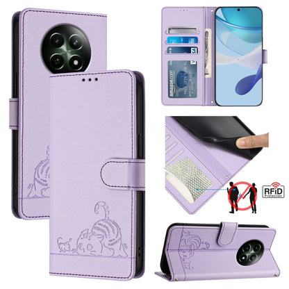 Cat Rat Embossed Pattern RFID Leather Phone Case with Lanyard, For Realme 12+ 5G Global, For Realme Narzo 70 Pro 5G India, For Realme 12 5G Global, For Realme Note 50 4G Global, For Realme C51 4G / C53 4G Global, For Realme Narzo N53 4G Global         ...