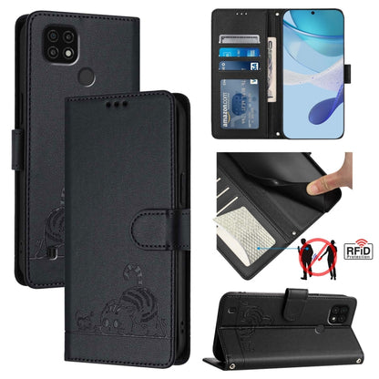 Cat Rat Embossed Pattern RFID Leather Phone Case with Lanyard, For Realme V23, For Realme Q5i, For Realme GT NEO3, For Realme 8 5G / 9 5G India, For Realme V13 5G / Q3 5G, For Realme Q3i 5G, For Realme 9 5G EU Version, For Realme 9 Pro 5G Global       ...