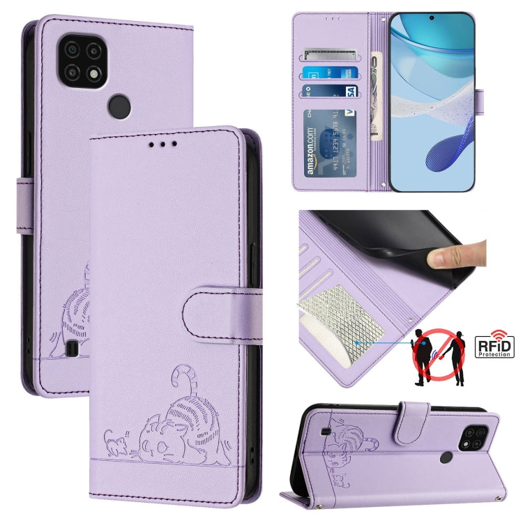 Cat Rat Embossed Pattern RFID Leather Phone Case with Lanyard, For Realme V23, For Realme Q5i, For Realme GT NEO3, For Realme 8 5G / 9 5G India, For Realme V13 5G / Q3 5G, For Realme Q3i 5G, For Realme 9 5G EU Version, For Realme 9 Pro 5G Global       ...