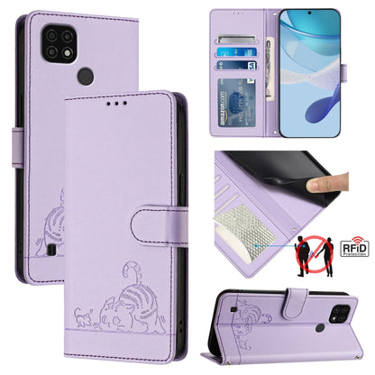 Cat Rat Embossed Pattern RFID Leather Phone Case with Lanyard, For Realme V23, For Realme Q5i, For Realme GT NEO3, For Realme 8 5G / 9 5G India, For Realme V13 5G / Q3 5G, For Realme Q3i 5G, For Realme 9 5G EU Version, For Realme 9 Pro 5G Global       ...